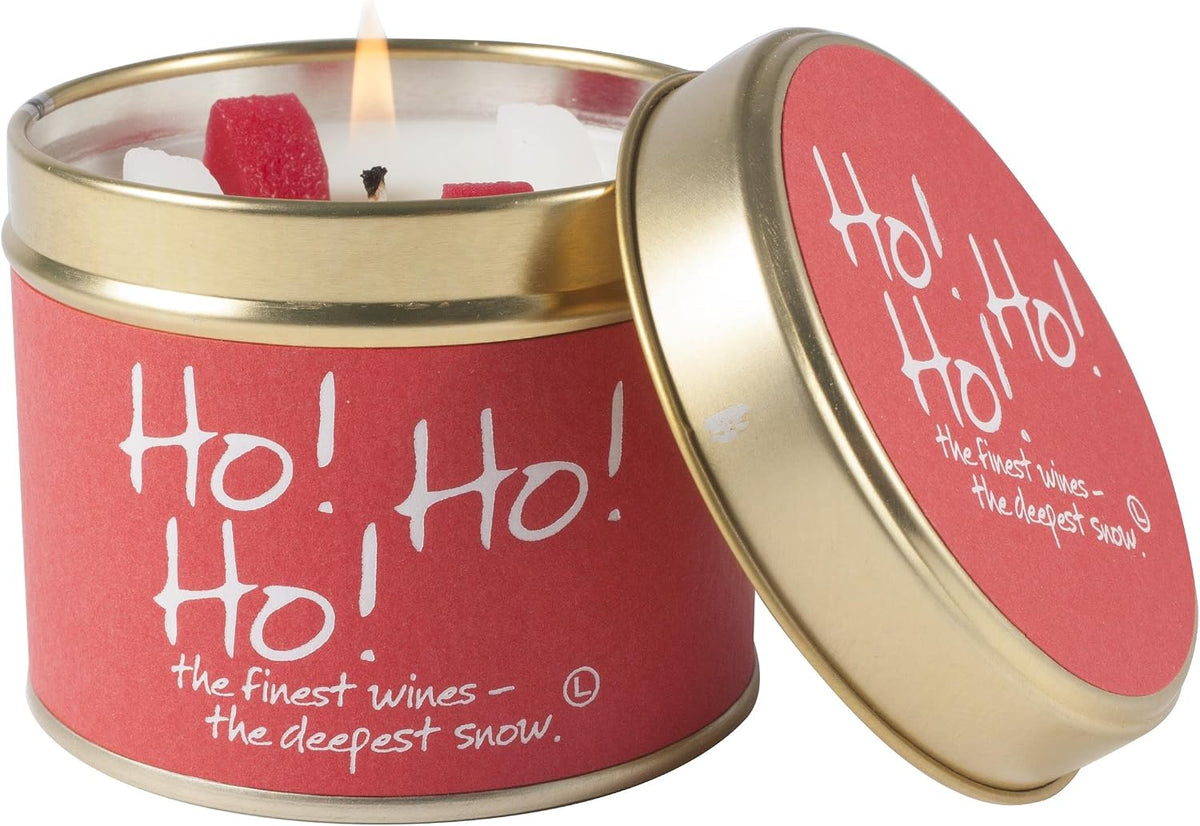 Lily-Flame Ho! Ho! Ho! Tin, Reds Scented Candle 250g
