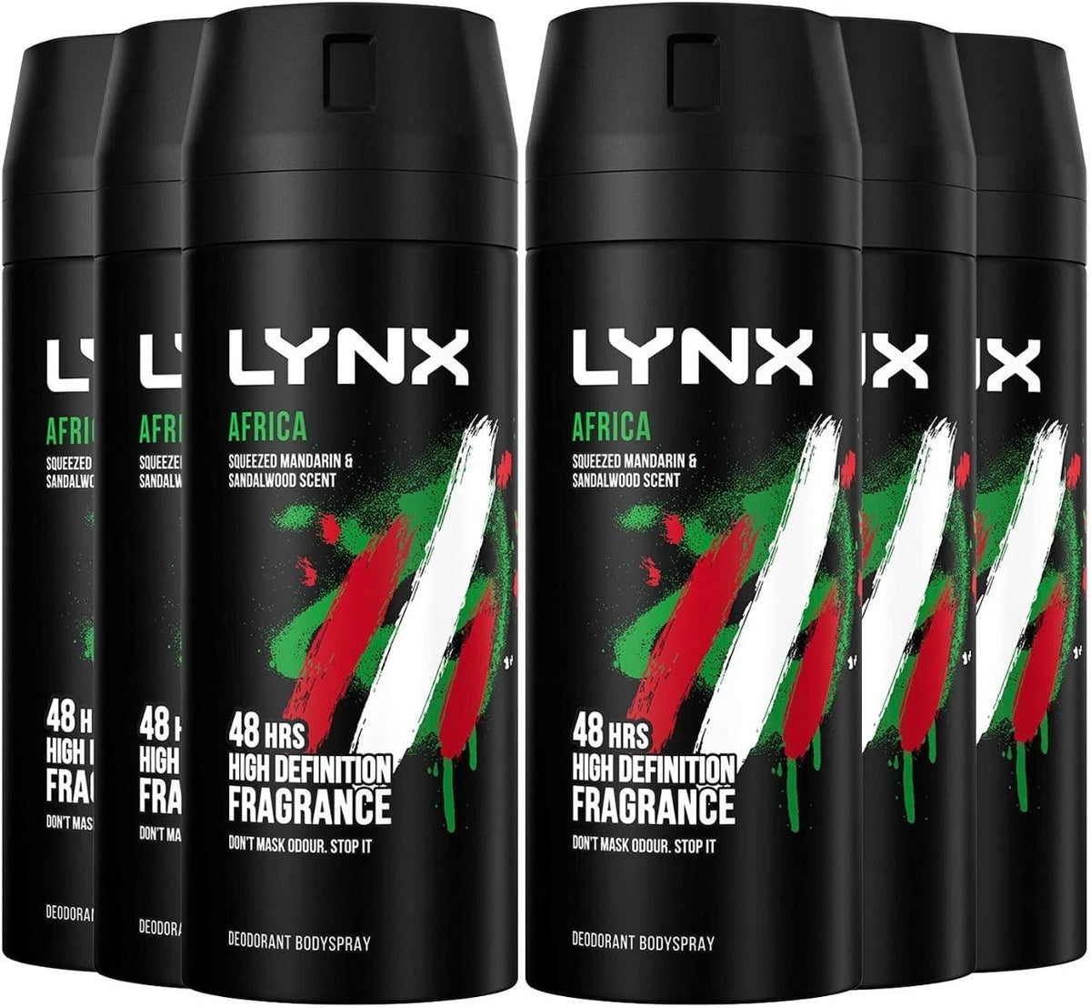 LYNX Deodorant Body Spray Africa 150ml - Pack of 6