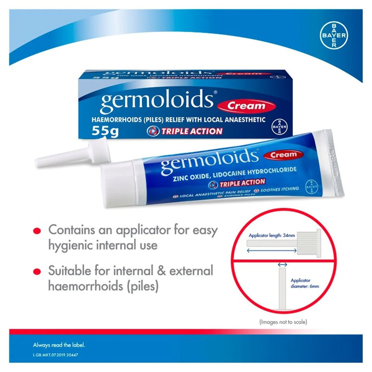 Germoloids Triple Action Haemorrhoids & Piles Cream 55g - Direct2Customer