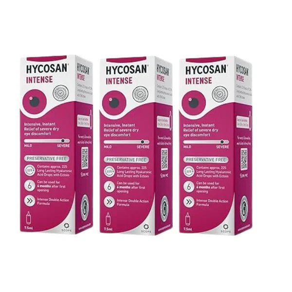Hycosan Intense New Lubricating Eye Drops 7.5ml - Pack of 3 - Direct2Customer