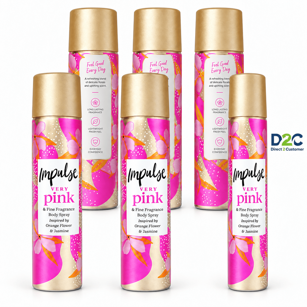 Impulse Body Spray Very Pink 75ml - Pack of 6 - Direct2Customer