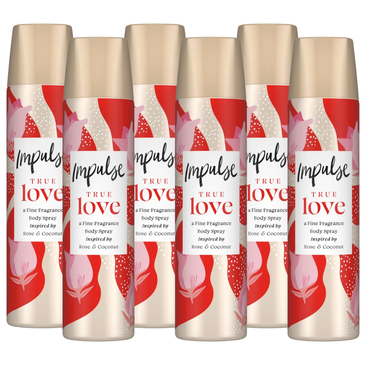 Impulse Body Spray True Love 75ml - Pack of 6