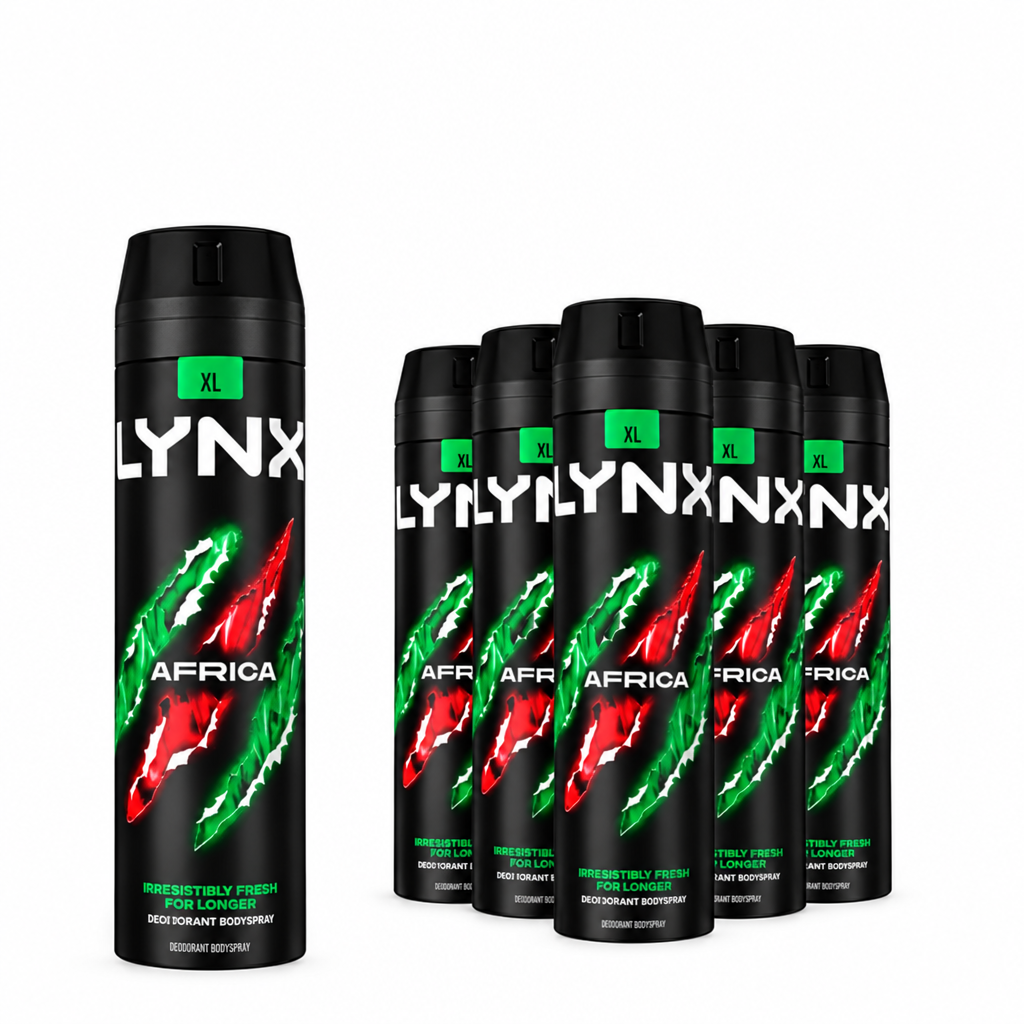LYNX Africa body spray 150ml pack of 6