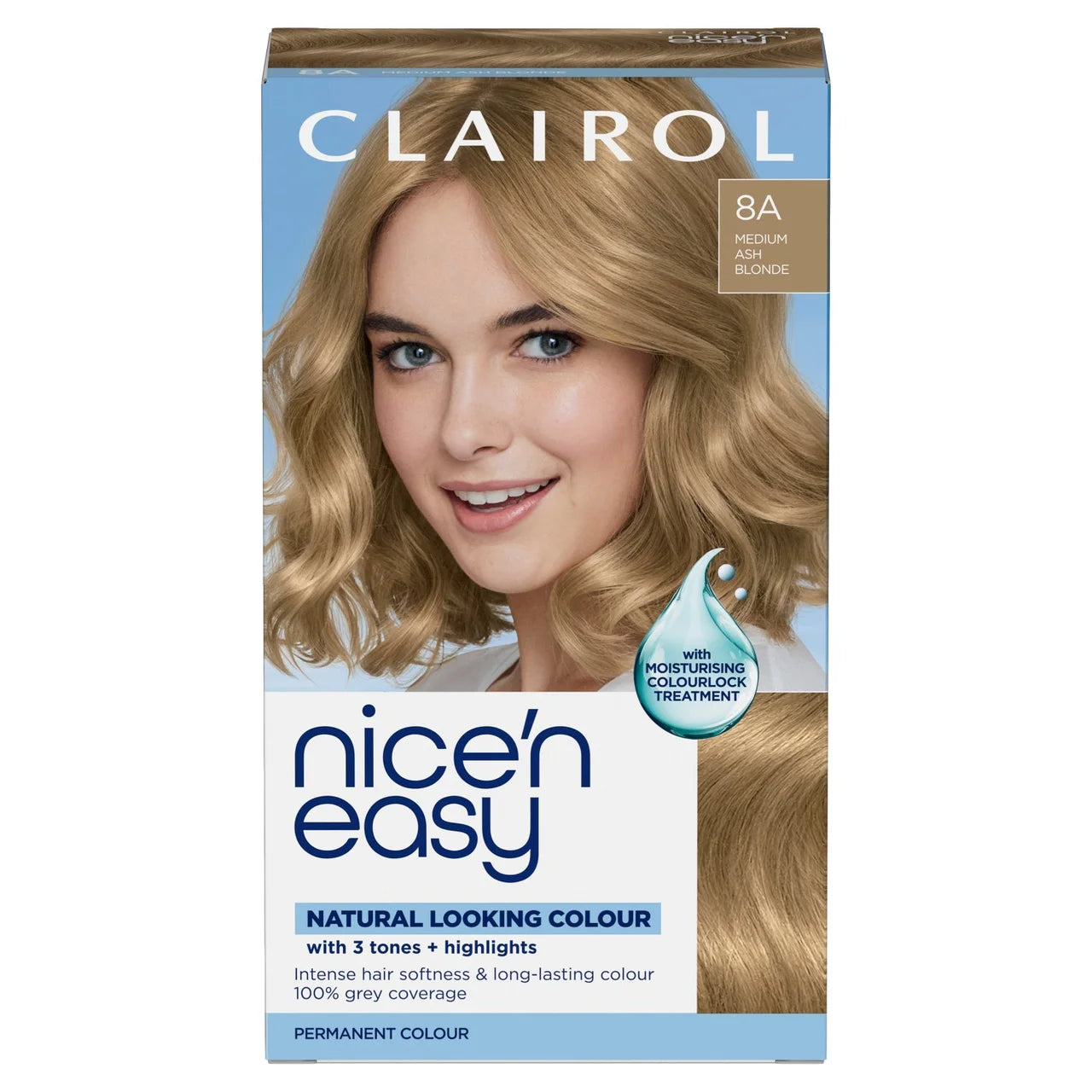 Clairol Nice 'n Easy Permanent Hair Colour Medium Ash Blonde 8A