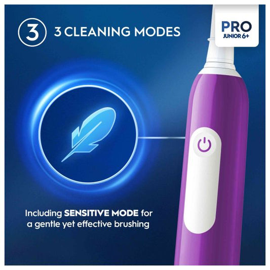 Oral-B Pro Junior Purple Electric Toothbrush, For Ages 6+ - Direct2Customer
