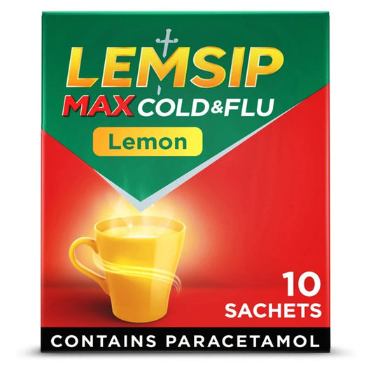 Lemsip Max Cold & Flu Lemon Sachets - 10 Sachets