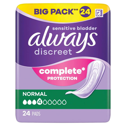 Always Discreet Incontinence Pads Normal 24 - Direct2Customer