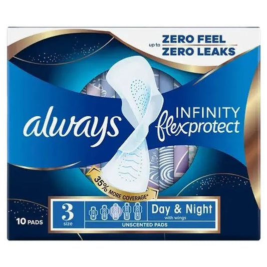 Always Infinity Night Sanitary Towels 10 per Pack - Pack of 5