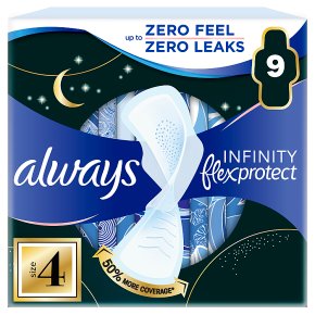 Always Infinity Night (Size 3) Sanitary Pads with Wings, 10 per Pack (Pack of 4)