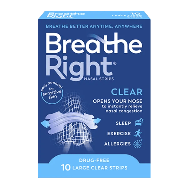 Breathe Right Clear Nasal Strips Large - 10 Strips - Direct2Customer