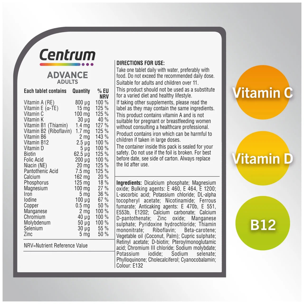 Centrum Advance Tablets - 30 - Direct2Customer