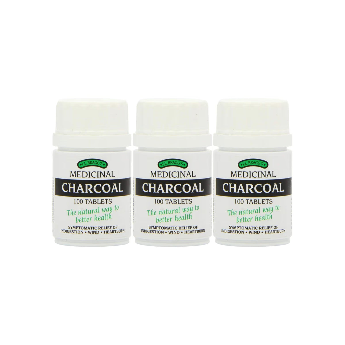 Braggs Medicinal Charcoal 100 Tablets - Pack of 3