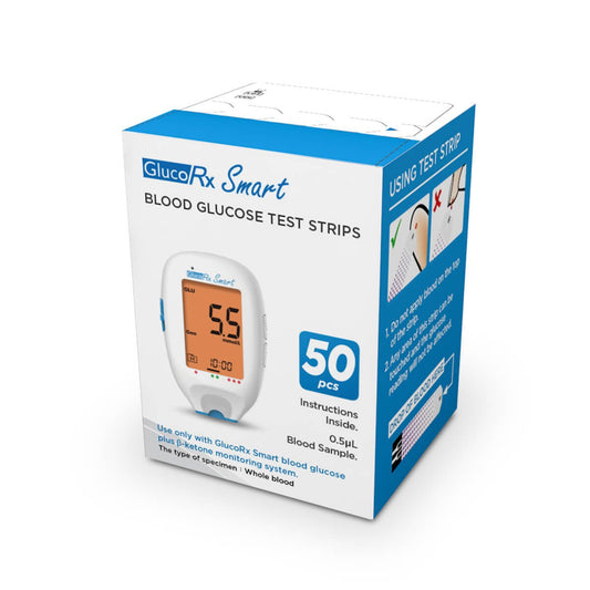 GlucoRx Smart Glucose Test Strips, Pack of 50 - Direct2Customer