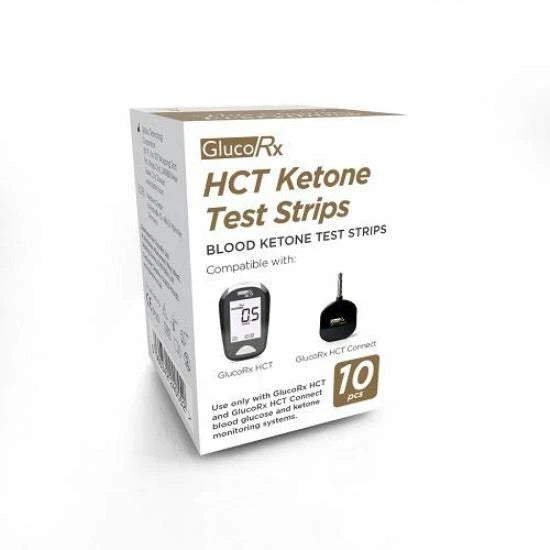 GlucoRx HCT Ketone Test Strips, Pack of 10