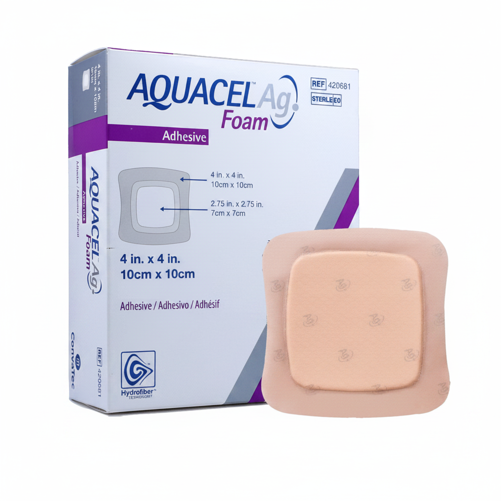 Aquacel Ag Foam Adhesive 10x10cm Pack of 10 - Antimicrobial Wound Dressing