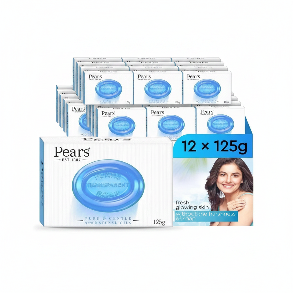 Pears Transparent Soap 12 x 125g multipack on white background