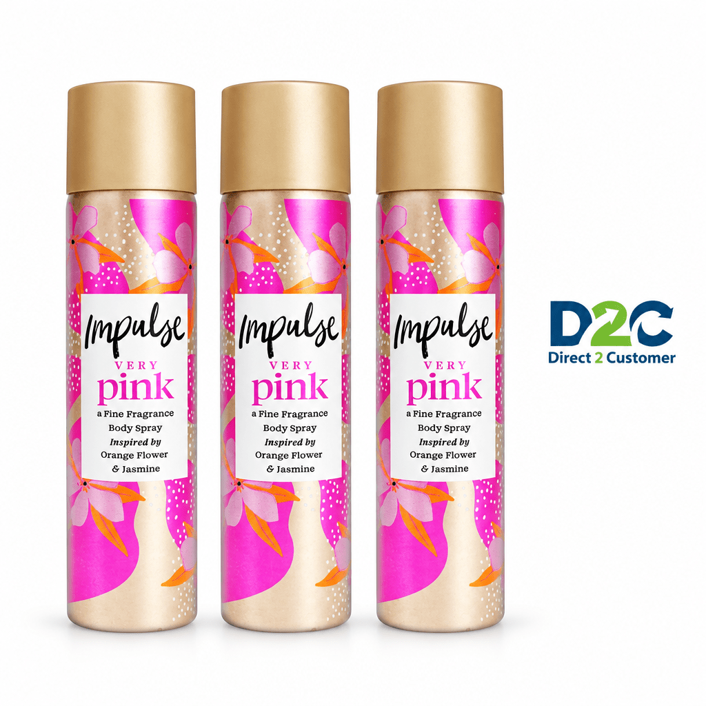 Impulse Body Spray Very Pink 75ml - Pack of 3 - Direct2Customer
