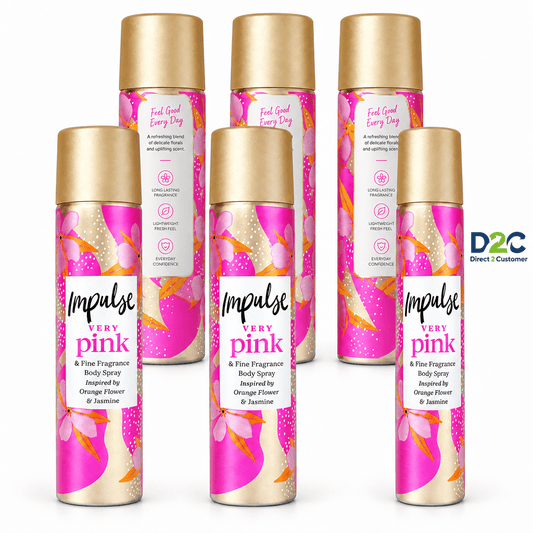 Impulse Body Spray Very Pink 75ml - Pack of 6 - Direct2Customer