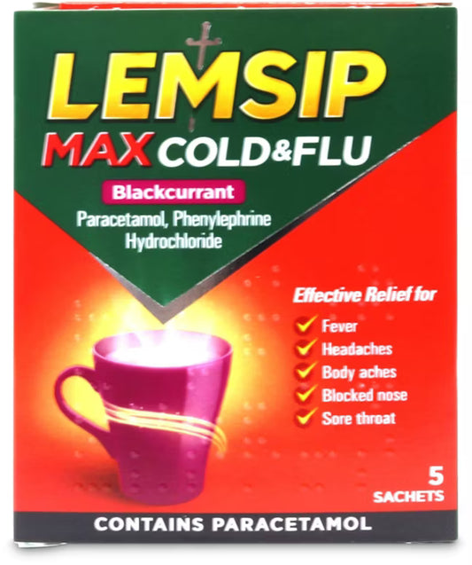 Lemsip Max Cold & Flu Blackcurrant 5s