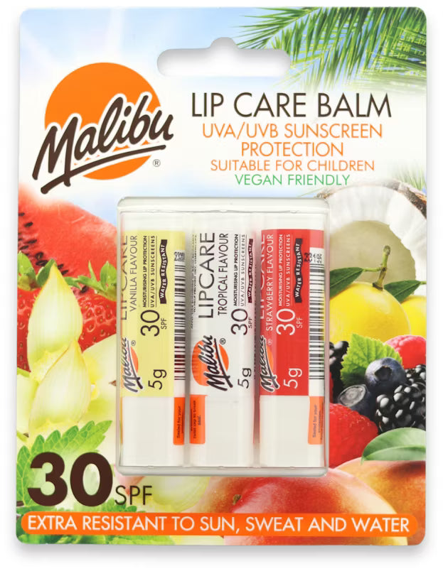Malibu Assorted Lip Balm SPF30 3 Pack