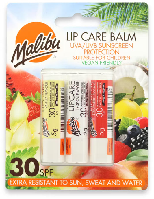 Malibu Assorted Lip Balm SPF30 3 Pack