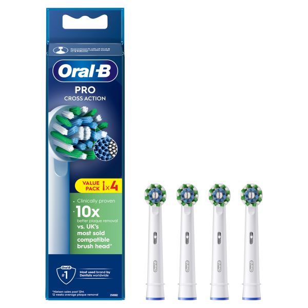 Oral-B Pro Cross Action Toothbrush Heads, 4 Counts - Direct2Customer