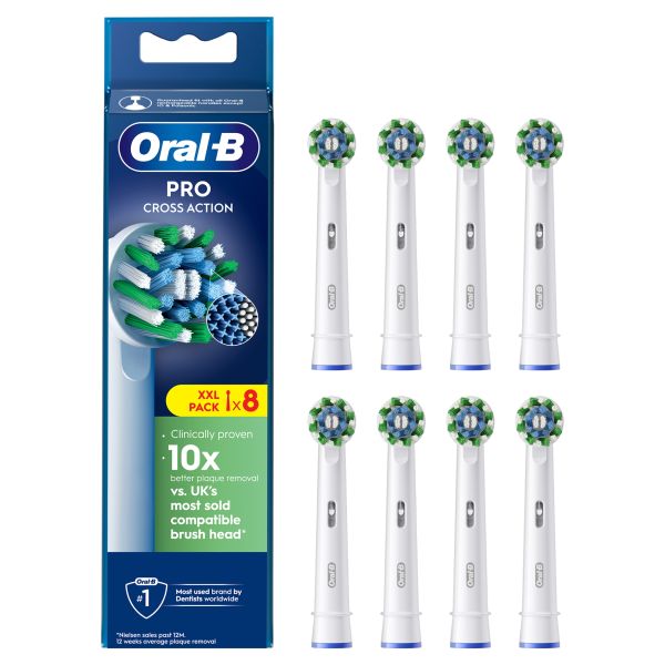 Oral-B Pro Cross Action Toothbrush Heads, 8 Counts - Direct2Customer