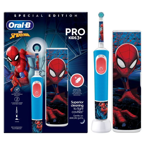 Oral-B Pro Kids Spider-Man Electric Toothbrush Gift Set Designed by Braun - Direct2Customer