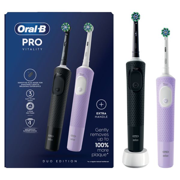 Oral-B Vitality Pro Black & Lilac Electric Toothbrushes - Direct2Customer