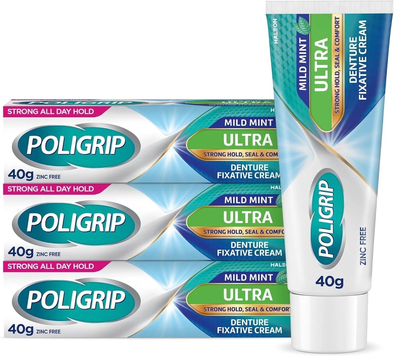 Poligrip Ultra Denture Fixative Cream 40g - Pack of 3 - Direct2Customer