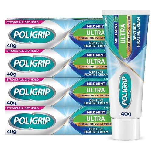 Poligrip Ultra Denture Fixative Cream 40g - Pack of 4 - Direct2Customer