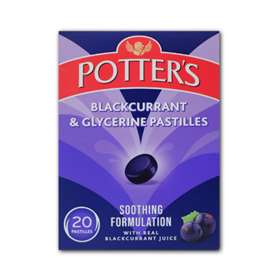 Potters Blackcurrant & Glycerine Pastilles 20 - Direct2Customer