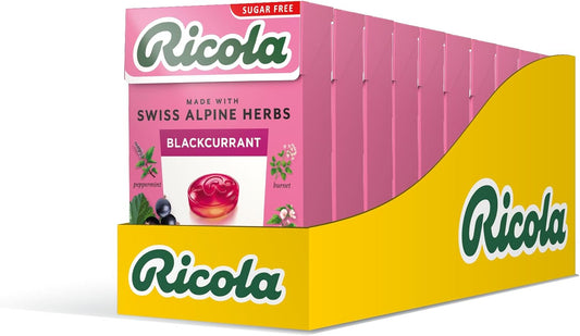 Ricola Blackcurrant Sugar Free Herbal Sweets 45g x 10 Pack