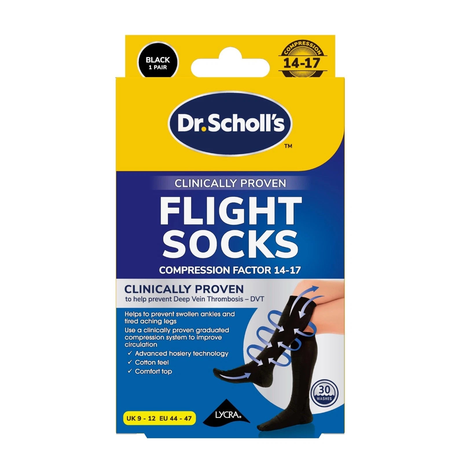 Scholl Flight Socks Cotton Feel Size 9.5-12 - Direct2Customer