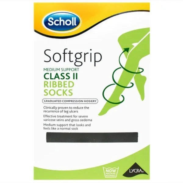 Scholl Softgrip Class 2 Ribbed Socks Black - Direct2Customer
