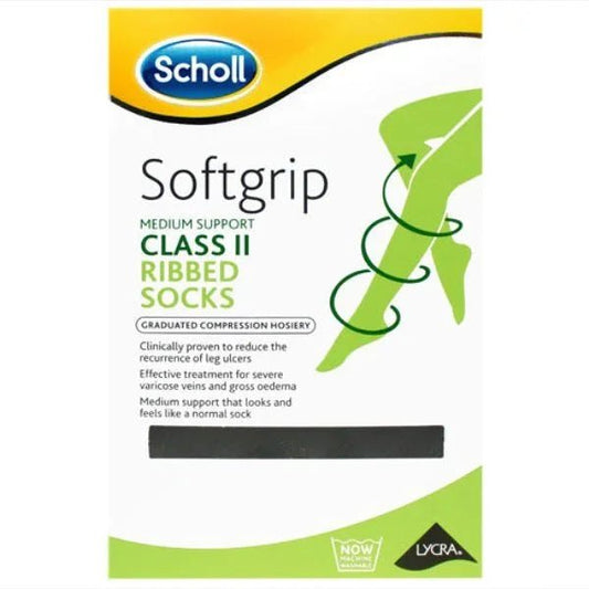 Scholl Softgrip Class 2 Ribbed Socks Black - Direct2Customer