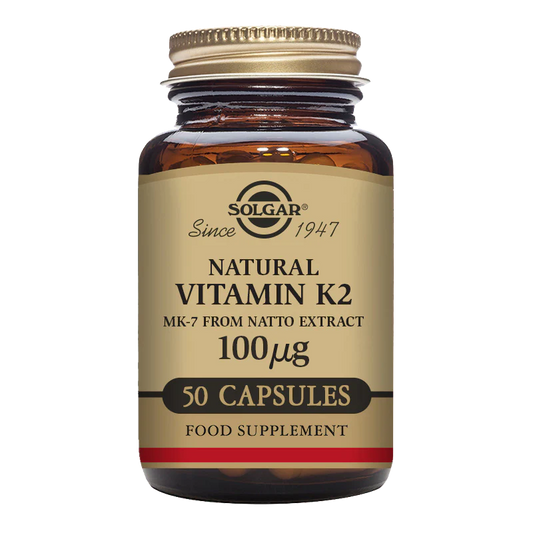Solgar Natural Vitamin K2 (MK-7) 100 mcg Vegetable Capsules - 50