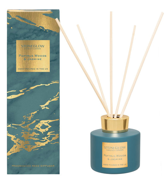 Stone Glow Papyrus Woods & Jasmine Scented Reed Diffuser 120ml - Direct2Customer