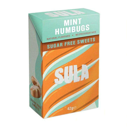 Sula Sugar Free Sweets Mint Humbug 42g Pack of 14 - Direct2Customer