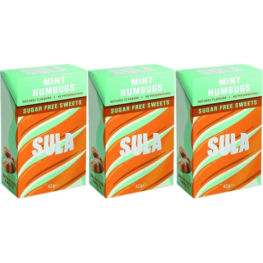 Sula Sugar Free Sweets Mint Humbug 42g Pack of 3 - Direct2Customer