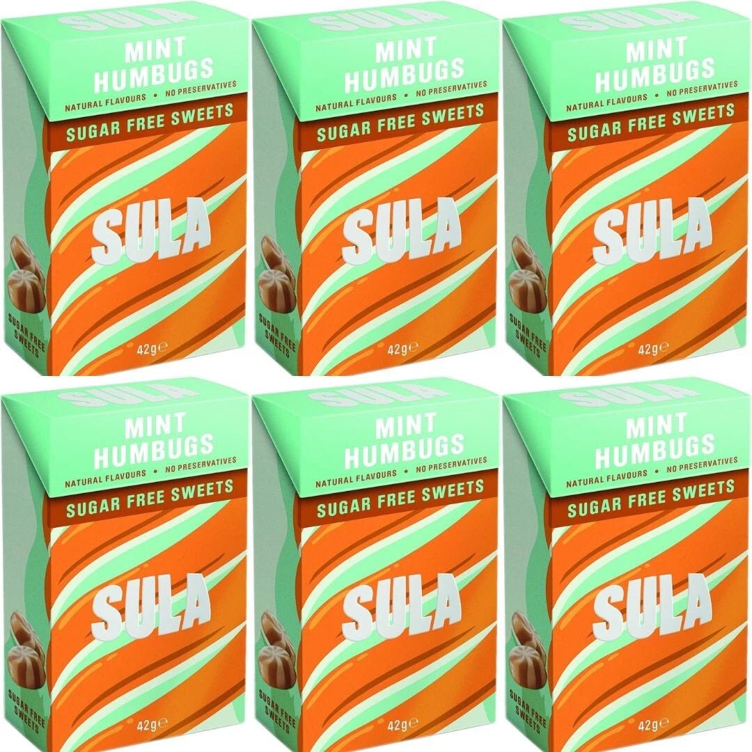 Sula Sugar Free Sweets Mint Humbug 42g Pack of 6 - Direct2Customer