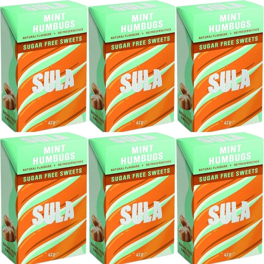 Sula Sugar Free Sweets Mint Humbug 42g Pack of 6 - Direct2Customer