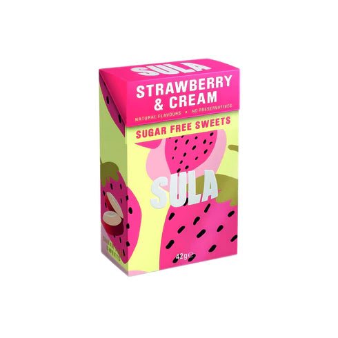 Sula Sugar Free Sweets Strawberry & Cream 42g Pack of 14 - Direct2Customer