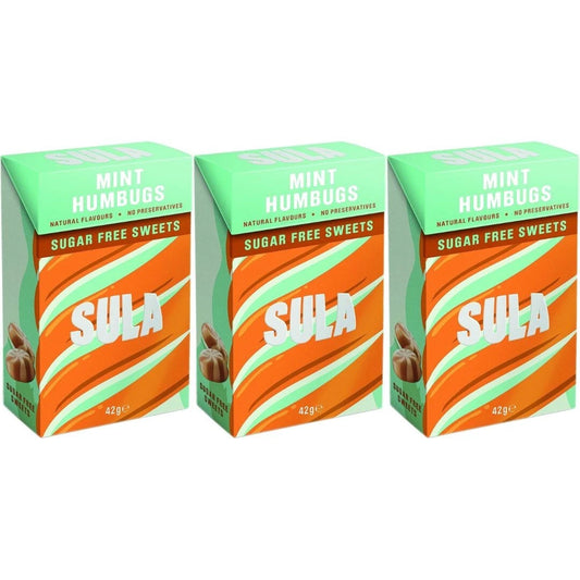 Sula Sugar Free Sweets Mint Humbug 42g Pack of 3