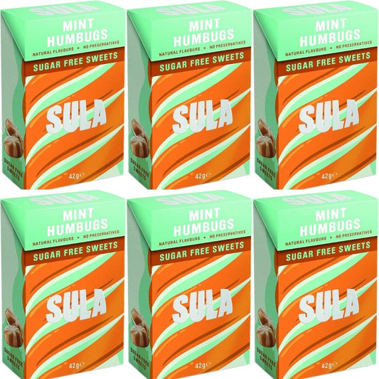 Sula Sugar Free Sweets Mint Humbug 42g Pack of 6