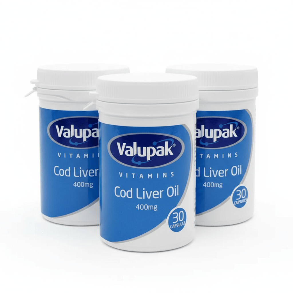 VALUPAK Cod Liver Oil Capsules 400MG Pack of 30 (3 Pack) - Direct2Customer