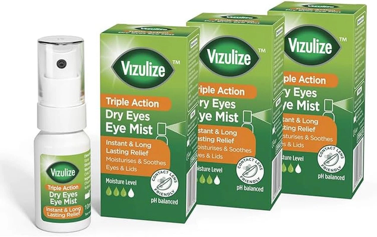 Vizulize Triple Action Soothing Relief Dry Eye Mist 10ml - 3 Pack - Direct2Customer